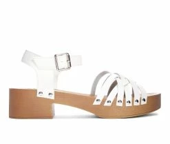 New 💯 Women's Dirty Laundry Helsinki Block Heeled 🩴 Sandals White 🌞 Summer 🤩