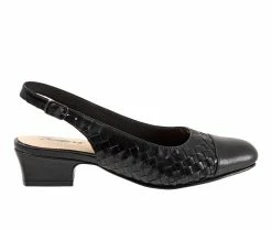 Discount 👍 Women's Trotters Dea Woven Slingback Pumps Black 🥰