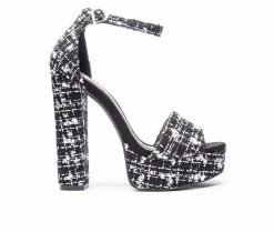 Buy ⌛ Women's Chinese Laundry Avenue Platform 👗 Dress 🩴 Sandals Blk/Wht Tweed 😀