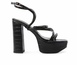 Deals 💯 Women's London Rag Beam Platform 👗 Dress 🩴 Sandals Black 😀