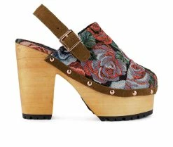 Best Sale 🧨 Women's Rag & Co Mural Block Heel Platform Clogs Floral ❤️