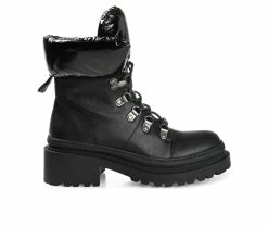 Outlet 🎉 Women's Journee Collection Irrah Heeled Combat Booties Black ⌛