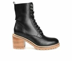Cheap 😀 Women's Journee Signature Malle Heeled Lace Up 🥾 Boots Black ⌛