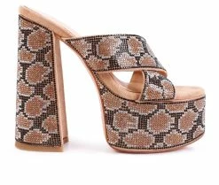 Cheapest 😉 Women's London Rag Ful Platform Heeled 🩴 Sandals Gold ⭐
