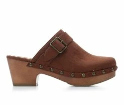 Top 10 🔔 Women's Unr8ed Laver Heeled Clogs Chestunut ✔️