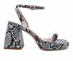 New 🎉 Women's London Rag Such Flirt Block Heel 👗 Dress 🩴 Sandals Black 😍