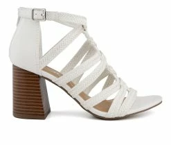 Best Pirce ❤️ Women's Sugar Browser Block Heel 🩴 Sandals White 🔔