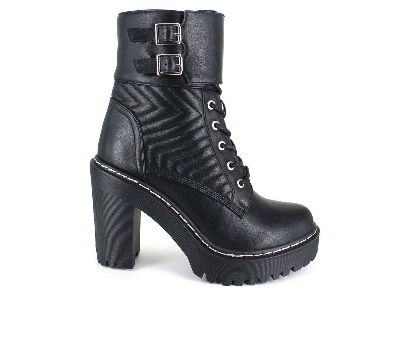 Best Sale β Women's XOXO Jackie Heeled Combat Booties Black π