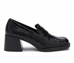 Best Sale ✔️ Women's Coconuts By Matisse Pace Heeled Loafers Black Croc 🛒