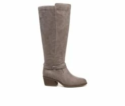 Coupon 😉 Women's Dr. Scholls Liberate Wide Calf Knee High Heeled 🥾 Boots Taupe 😀