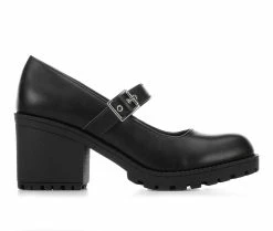 Cheapest ✨ Women's Soda Mary Ellen Lugged 👠 Heels Black 🛒