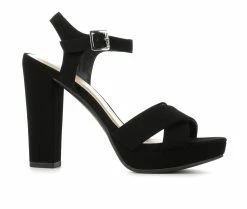 Buy 👏 Women's Delicious Keeper Heeled 🩴 Sandals Black Nub 🥰