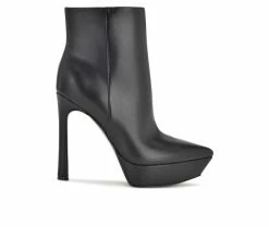 Best reviews of 👏 Women's Nine West Loraa Heeled Platform Booties Black Leather 💯