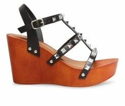Deals ⭐ Women's Madden Girl Darce Platform Wedge 🩴 Sandals Black Pari 🌟