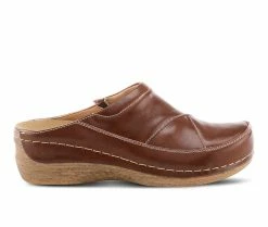 Flash Sale 🔥 Women's SPRING STEP Telly Wedge Clogs Cognac 🎁