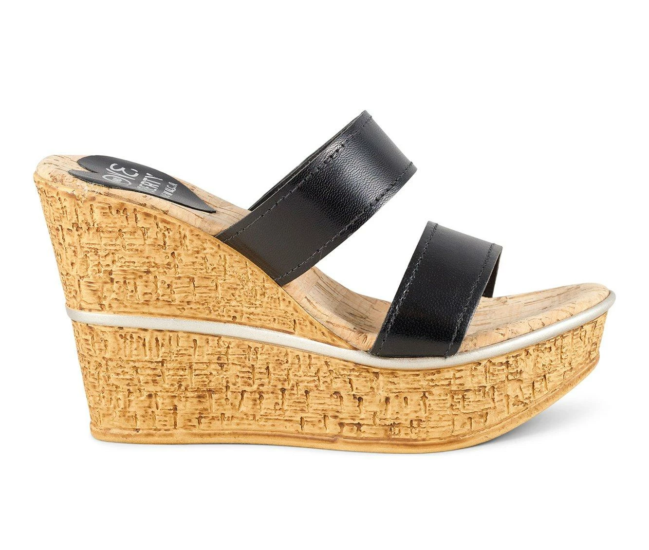 Budget π Women's Love And Liberty Brooklyn Platform Wedge π©΄ Sandals Black Leather π€©