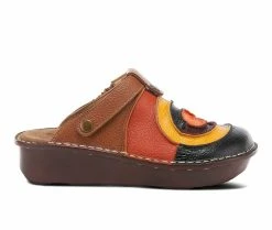 Promo 🌟 Women's SPRING STEP Lollipop Wedge Clogs Navy Multi 🧨