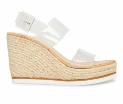 Cheap 😀 Women's Madden Girl Allin Platform Wedge 🩴 Sandals Clear 🔥