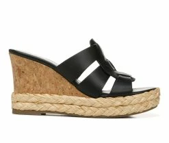 Wholesale 🌟 Women's Franco Sarto Fioret Wedge 🩴 Sandals Black 👍