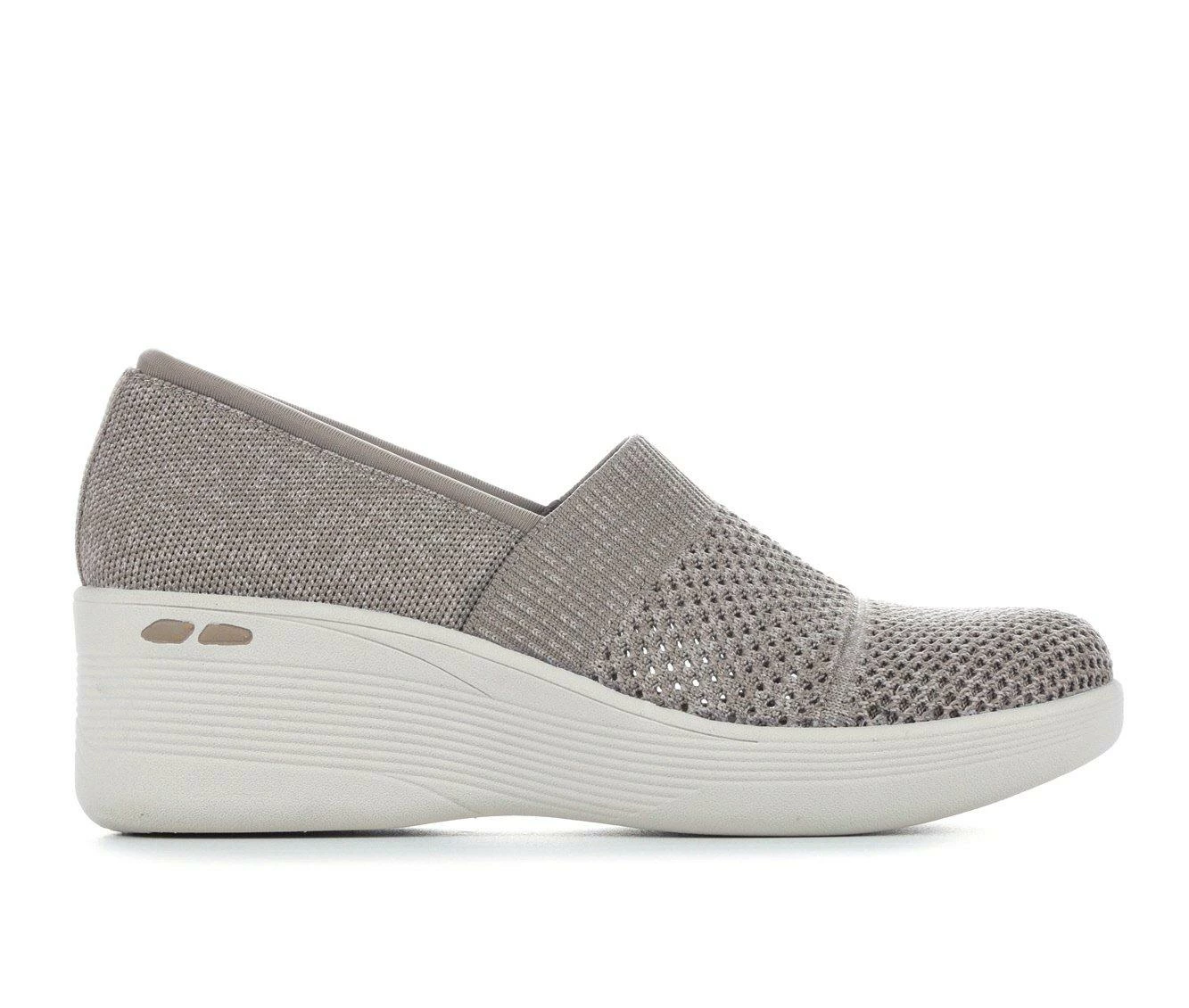 Hot Sale โญ Women's Skechers Pier Lite Wow Factor 158410 Wedge Slip-On ๐ Shoes Dark Taupe โ