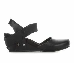 Cheapest 😀 Women's Vintage 7 Eight Freedom Wedges Black 🤩