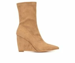 Outlet ⭐ Women's New York And Company Odette Wedge Booties Nude 🔔