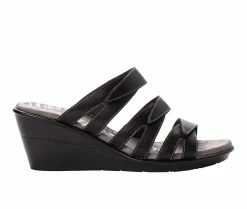 Outlet 🧨 Women's Propet Lexie Wedge 🩴 Sandals Black 🥰