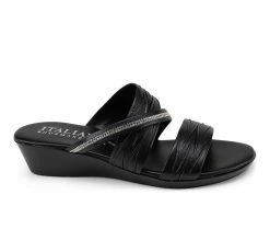 Flash Sale 😍 Women's Italian 👟 Shoemakers Hollis Wedge 🩴 Sandals Black ⭐