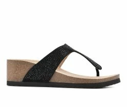 Brand new 🎉 Women's White Mountain Action Footbed Wedge 🩴 Sandals Black/Multi 🔔