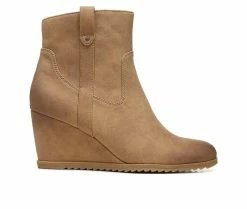 Deals 😉 Women's Soul Naturalizer Haley-West Wedge Booties Dark Oat Brown 🎁