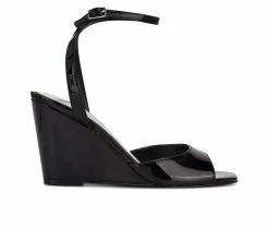 Wholesale ⭐ Women's Nine West Nevr Wedge 🩴 Sandals Black Patent 💯