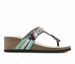 Discount 💯 Women's White Mountain Cordoba Wedge 🩴 Sandals Brown/Multi 😍