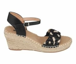 Wholesale 😉 Women's GC 👟 Shoes Cati Espadrille Wedge 🩴 Sandals Black 🎁