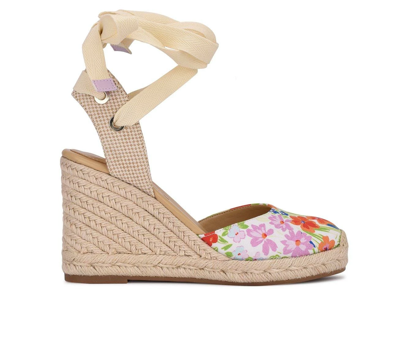 Cheap π Women's Nine West Frienda Wedges Whtie Floral β - Image 2