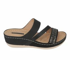 Wholesale 🥰 Women's GC 👟 Shoes Tera Wedge 🩴 Sandals Black 👏