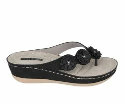 Outlet ✨ Women's GC 👟 Shoes Ammie Wedge Flip-Flops Black 🧨
