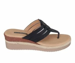 Coupon 🎁 Women's GC 👟 Shoes Garson Wedge 🩴 Sandals Black 🔔
