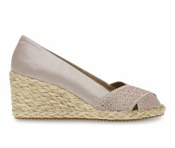 Coupon 🌟 Women's Anne Klein Ezzie-C Peep Toe Espadrille Wedges Natural 🛒