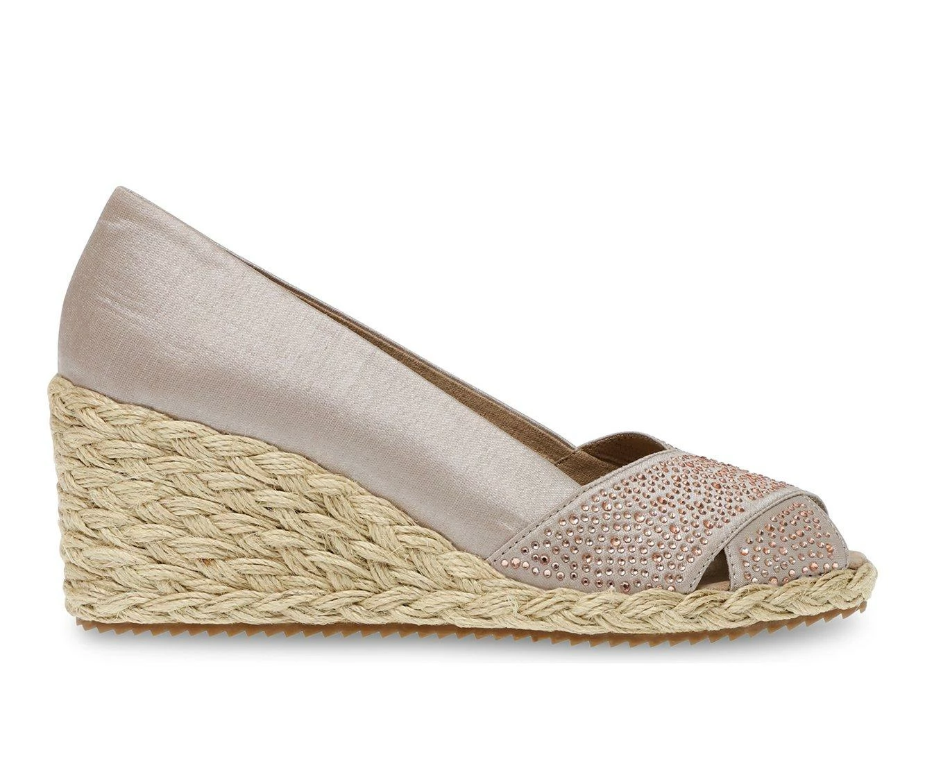 Coupon π Women's Anne Klein Ezzie-C Peep Toe Espadrille Wedges Natural π - Image 2