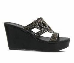 Cheap 😍 Women's Patrizia Randili Wedge 🩴 Sandals Black 👍