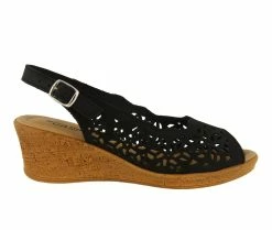 Cheapest ⌛ Women's SPRING STEP Footsie Wedges Black Nubuck ⌛