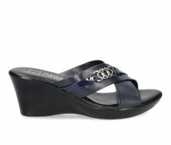 Buy 😉 Women's TUSCANY BY EASY STREET Maggia Wedge 🩴 Sandals Navy 🥰