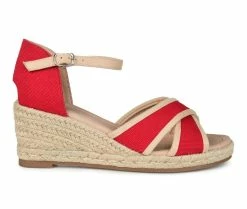 Hot Sale 🛒 Women's Journee Collection Brene Espadrille Wedges Red 👏