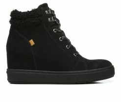 Hot Sale 🎁 Women's Dr. Scholls Madison Hike Wedge Combat 🥾 Boots Black 😀