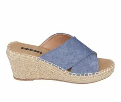 Wholesale 👍 Women's GC 👟 Shoes Darline Espadrille Wedge 🩴 Sandals Blue ⌛