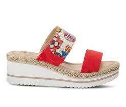Deals 🛒 Women's SPRING STEP Laveta Wedge 🩴 Sandals Red Multi 🧨