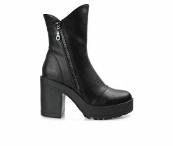 Promo 💯 Women's Journee Collection Jaquie Block Heel Booties Black 🧨