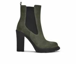 New 🥰 Women's Nine West Ream Heeled Booties Dark Green 🎉