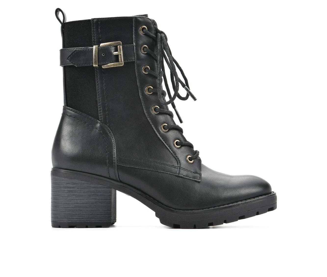 Best Sale π Women's White Mountain Bradley Lace Up Heeled Booties Black π - Image 2