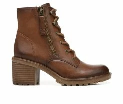Outlet 👏 Women's Zodiac Gaige Heeled Combat Booties Cognac 😍